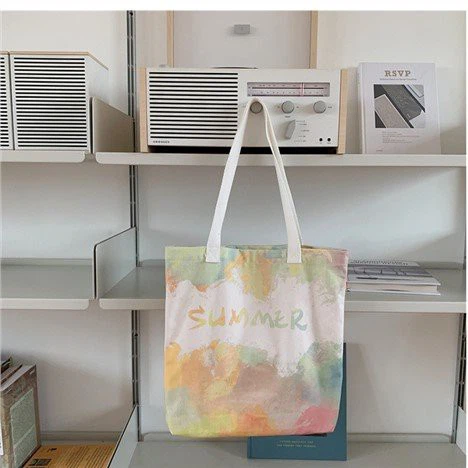 Gradient Color Graffiti Canvas Shoulder Bag