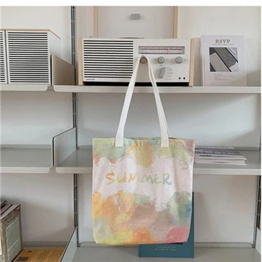 Gradient Color Graffiti Canvas Shoulder Bag